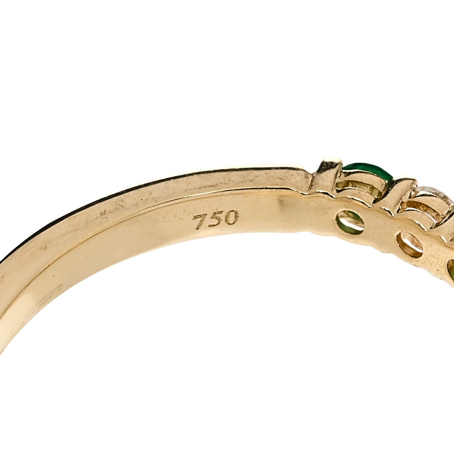 18K Yellow Gold Diamond Emerald Band Ring 52 6