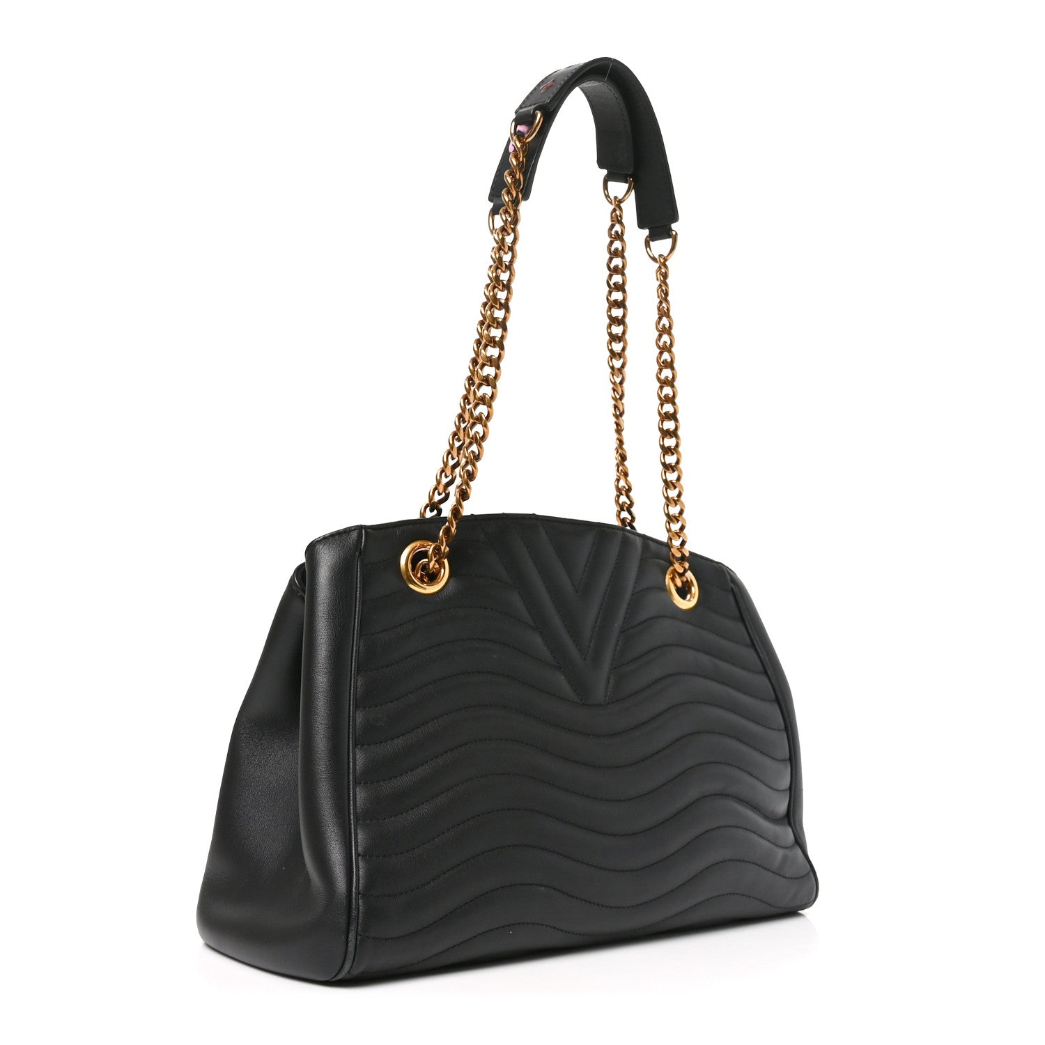Louis Vuitton Calfskin New Wave Chain Tote Black 3 of 9