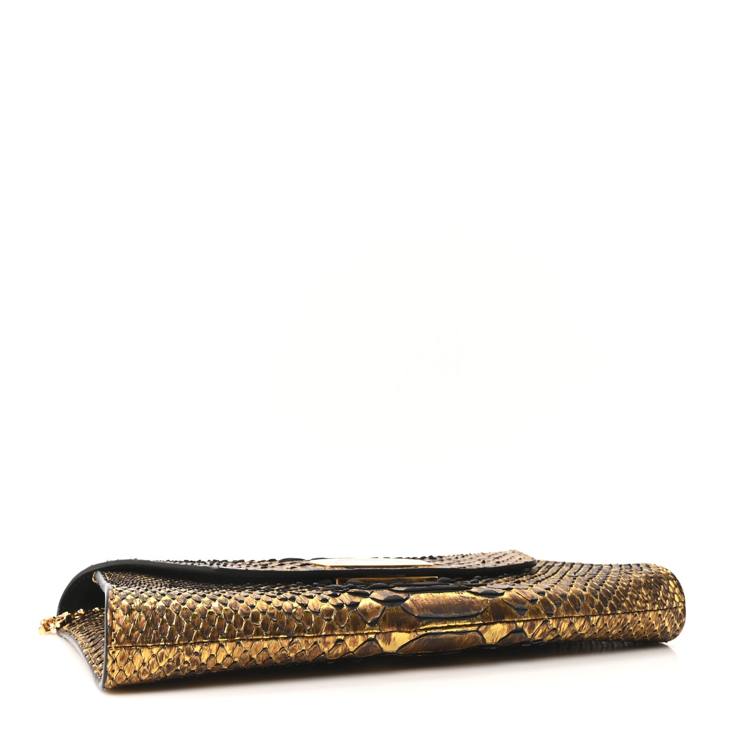 Snakeskin Riviera Clutch Gold