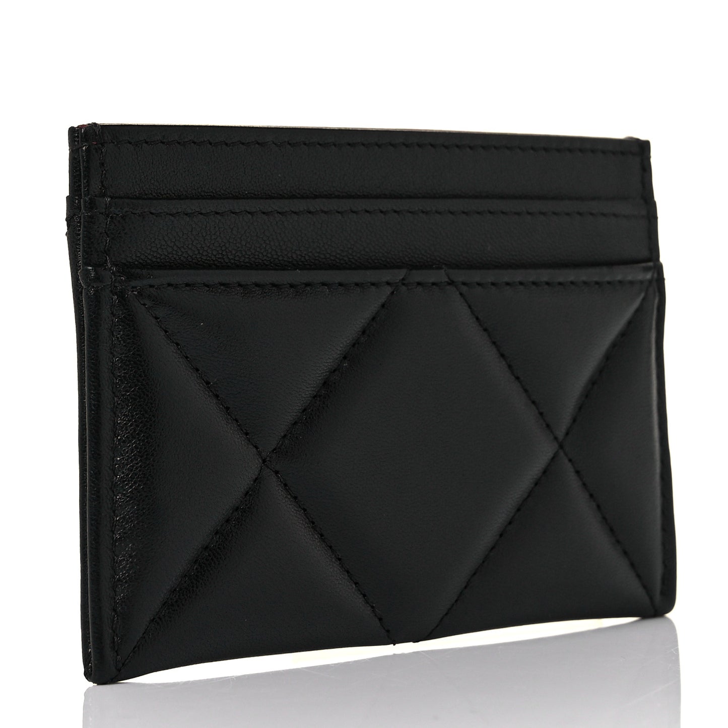 Lambskin Quilted Chanel 19 Card Holder Black