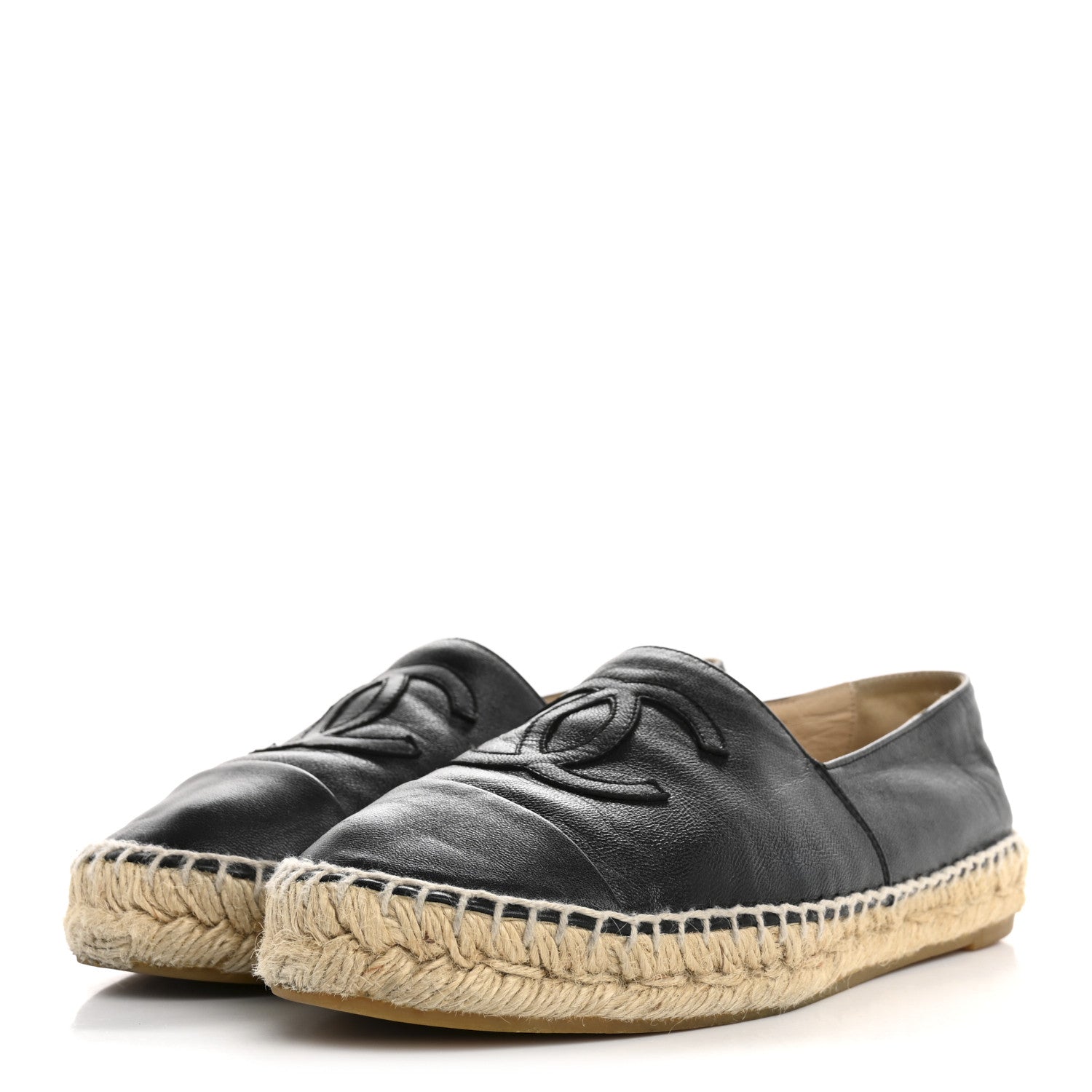 Chanel Lambskin CC Espadrilles 37 Black 4 of 13
