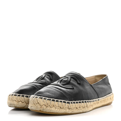 Chanel Lambskin CC Espadrilles 37 Black 4 of 13