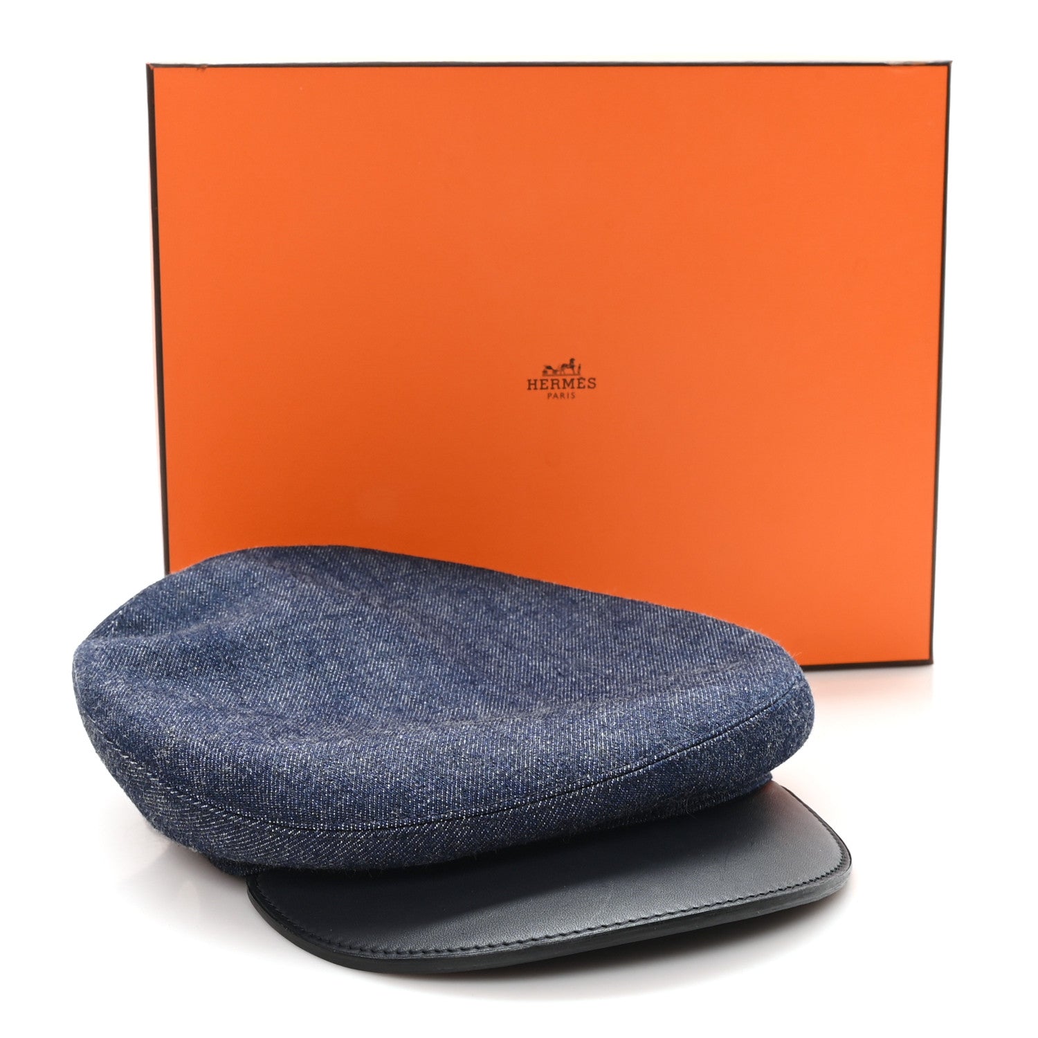 Hermes Denim Calfskin Cabourg Cap 57 Indigo 9 of 9