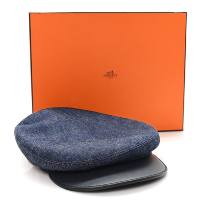 Hermes Denim Calfskin Cabourg Cap 57 Indigo 9 of 9