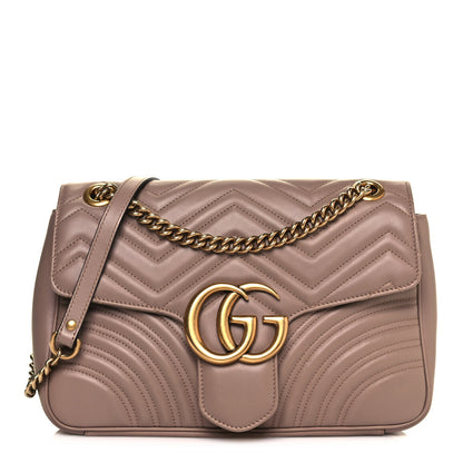 Gucci Calfskin Matelasse Medium GG Marmont Shoulder Bag Porcelain Rose 1 of 14