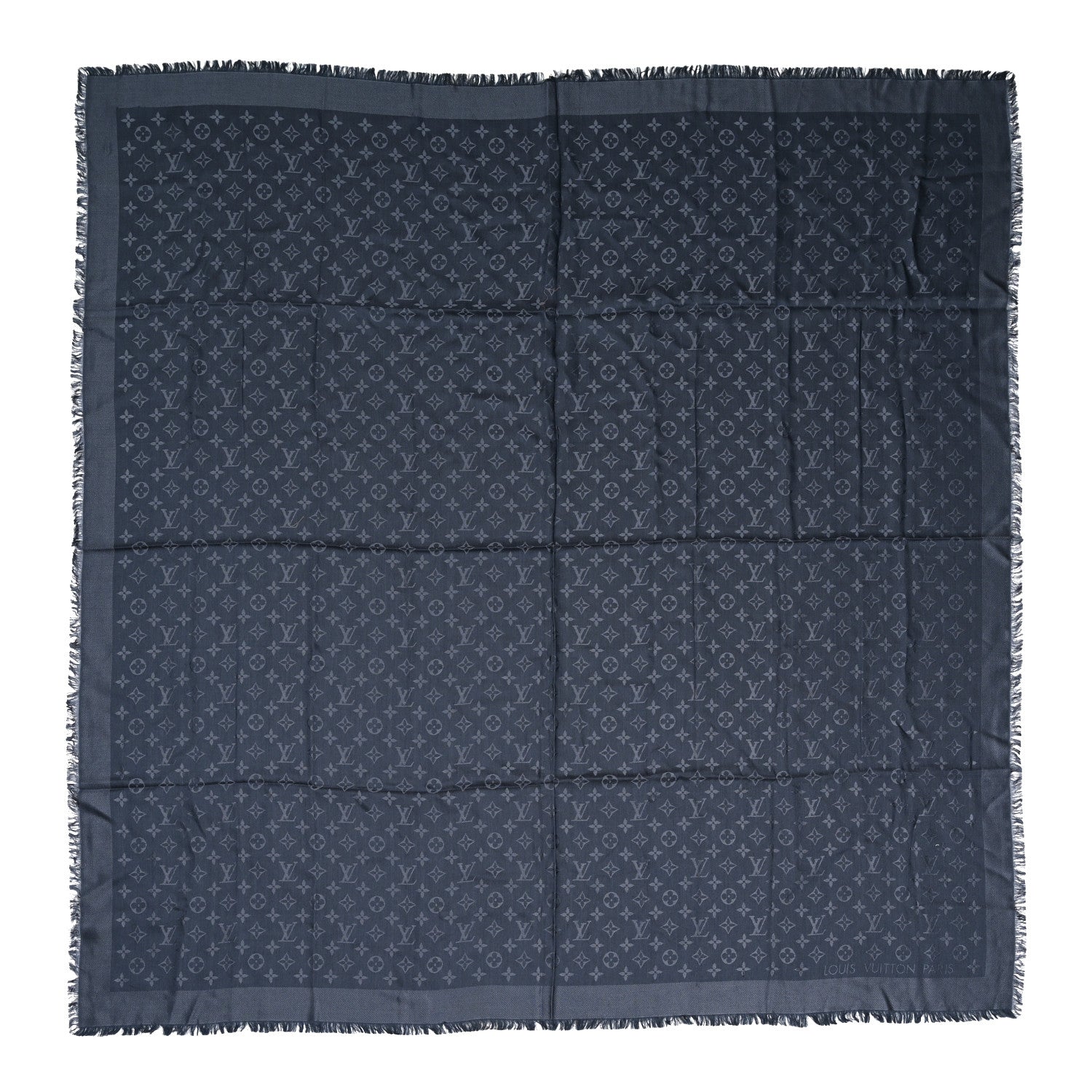 Louis Vuitton Silk Wool Monogram Denim Shawl Blue 1 of 4