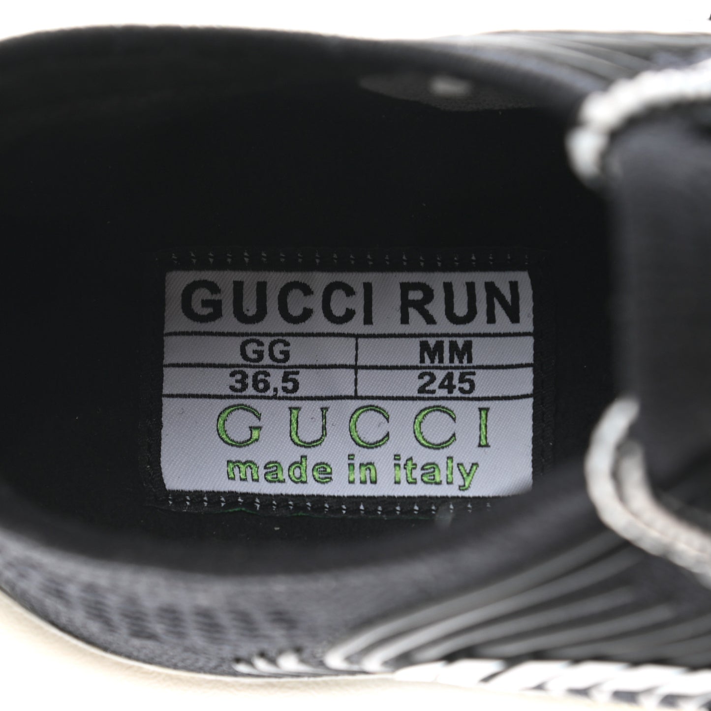 Technical Knit Fabric Waves Womens Gucci Run Sneakers 36.5 Black Loess