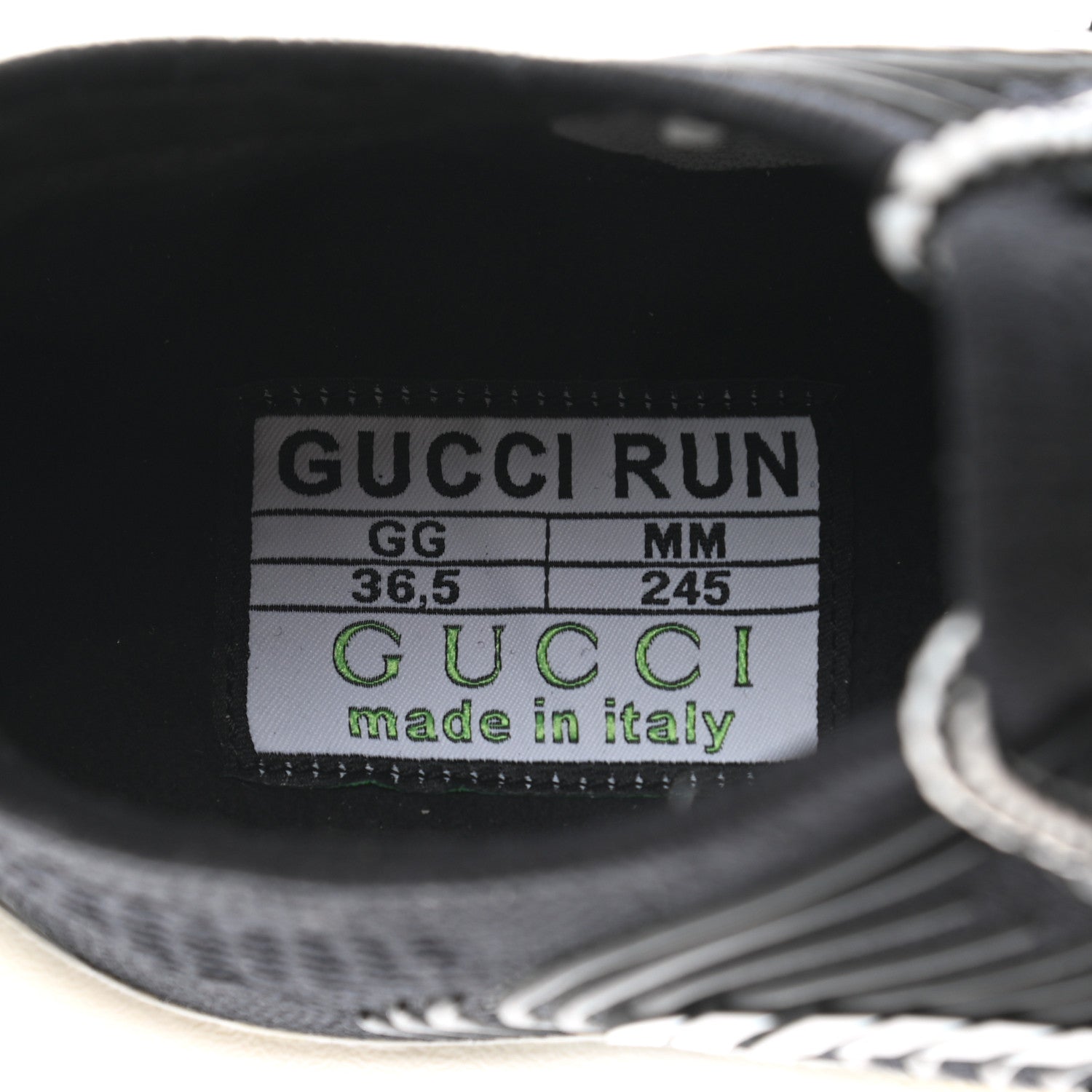 Gucci Technical Knit Fabric Waves Womens Gucci Run Sneakers 36.5 Black Loess 7 of 8