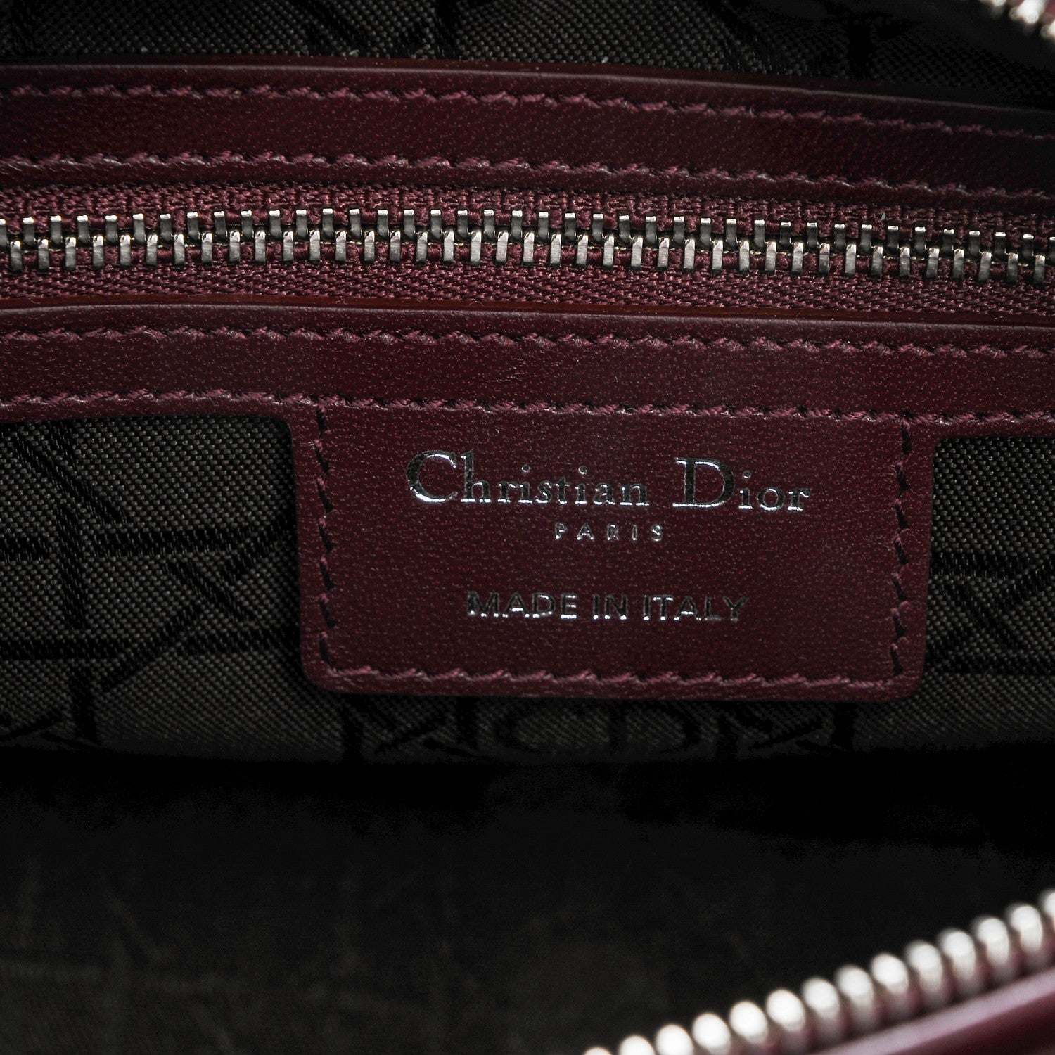Christian Dior Lambskin Cannage Medium Lady Dior Burgundy 6 of 6