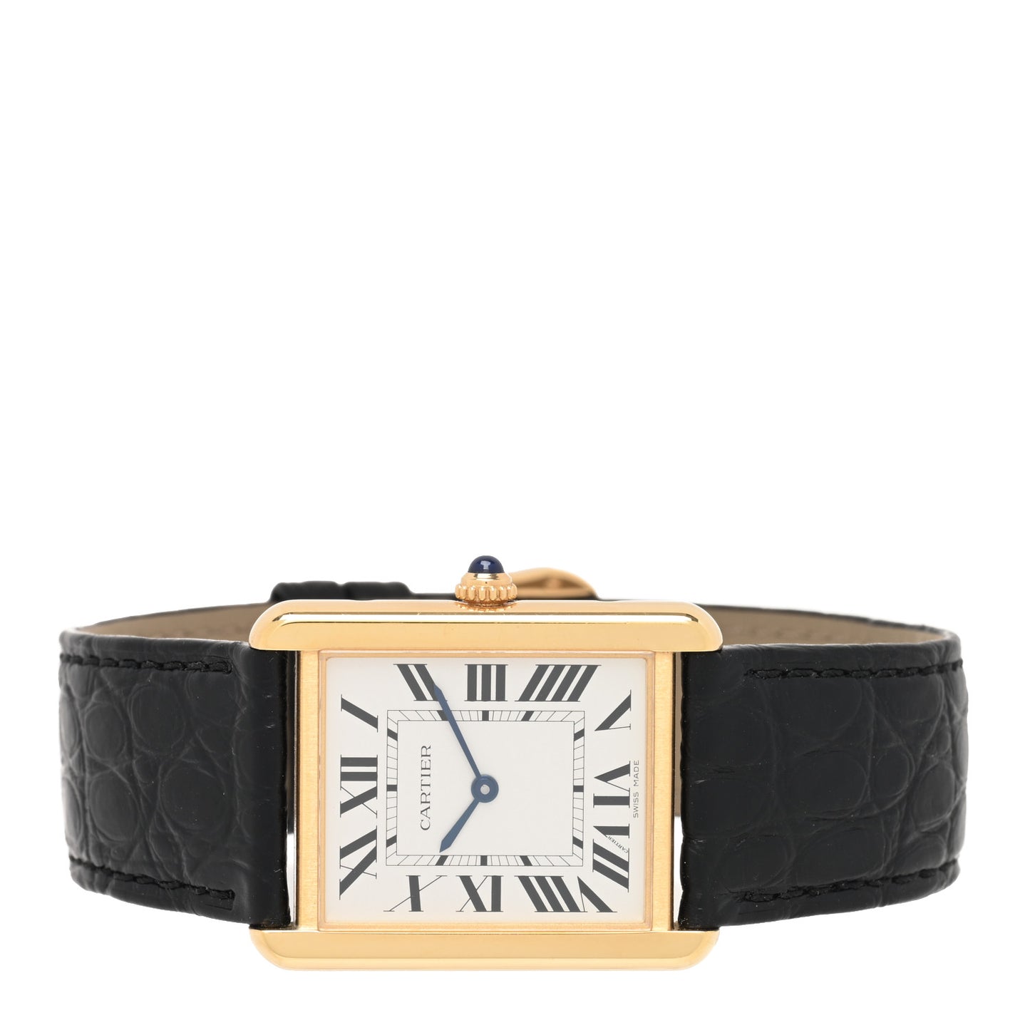 Stainless Steel 18K Yellow Gold Alligator 27mm Tank Solo Quartz Watch