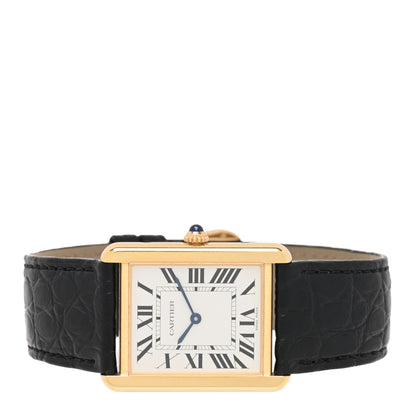 Cartier Stainless Steel 18K Yellow Gold Alligator 27mm Tank Solo Quartz Watch 2 of 6