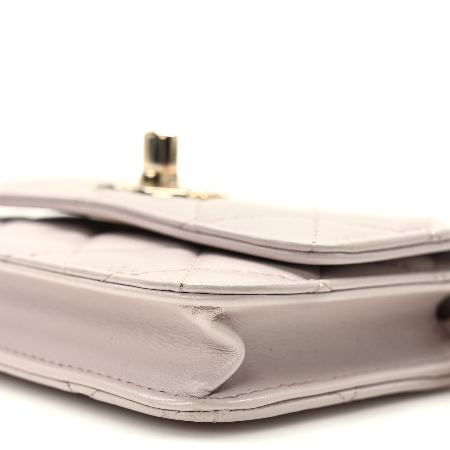 Lambskin Quilted Trendy CC Card Holder On Chain Light Purple