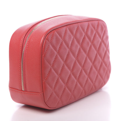Chanel Caviar Quilted Medium Curvy Pouch Cosmetic Case Red 3 of 11