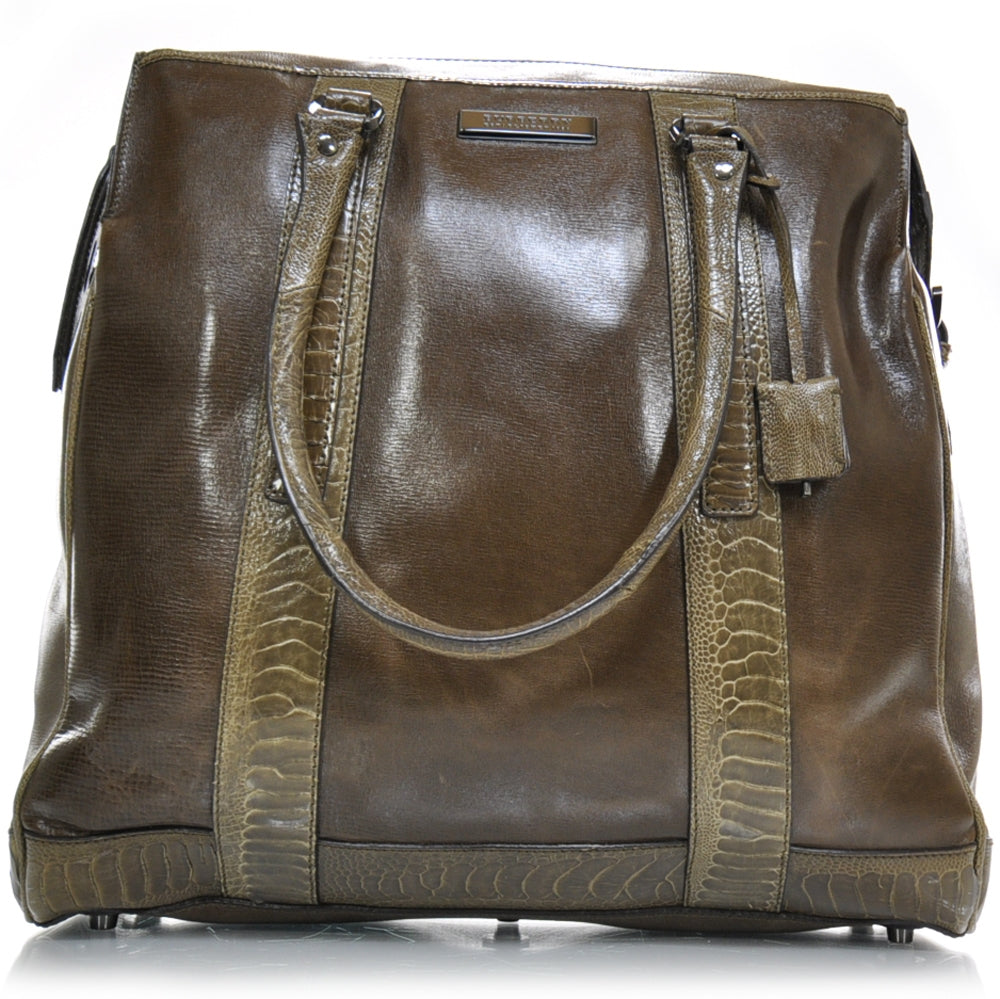 Burberry Ostrich Travel Tote Brown 1 of 12