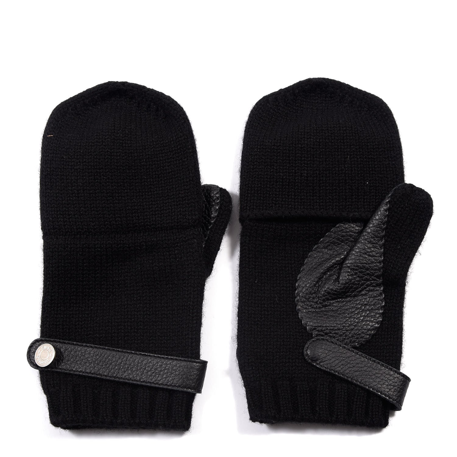 Hermes Cashmere Deerskin Baltimore Gloves M Black 1 of 5