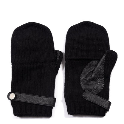 Hermes Cashmere Deerskin Baltimore Gloves M Black 1 of 5