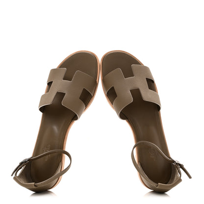 Hermes Epsom Santorini Sandals 41 Etoupe 2 of 9
