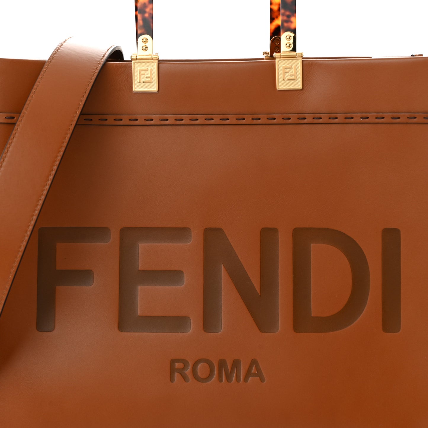 Vitello King Plexiglass Medium Fendi Sunshine Shopper Tote Cuoio