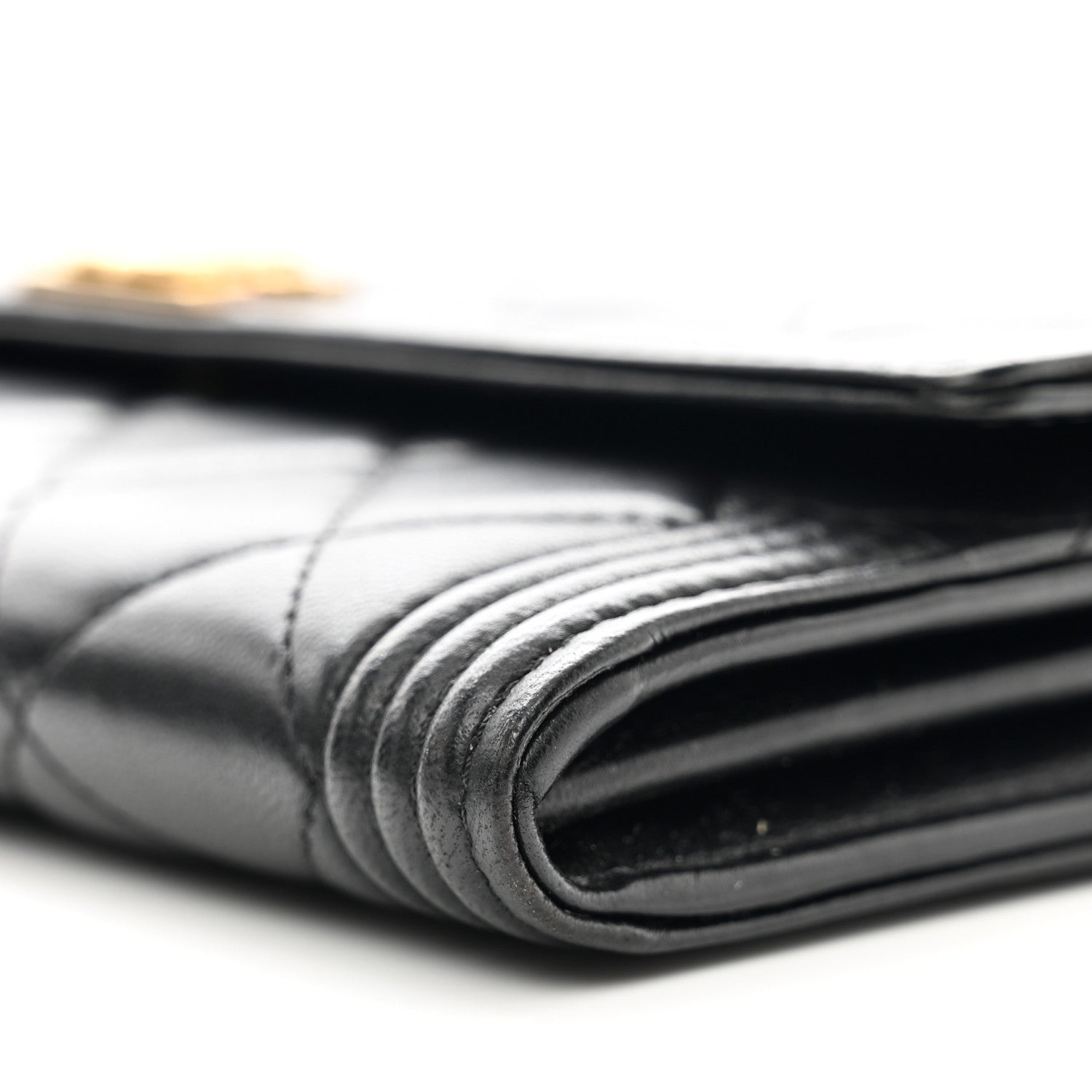 Chanel Lambskin Quilted Boy Large Gusset Flap Wallet Black 9 of 11