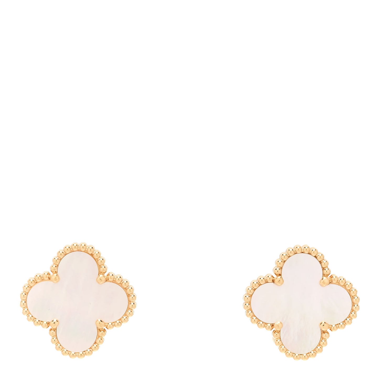 18K Yellow Gold Mother of Pearl Vintage Alhambra Earrings
