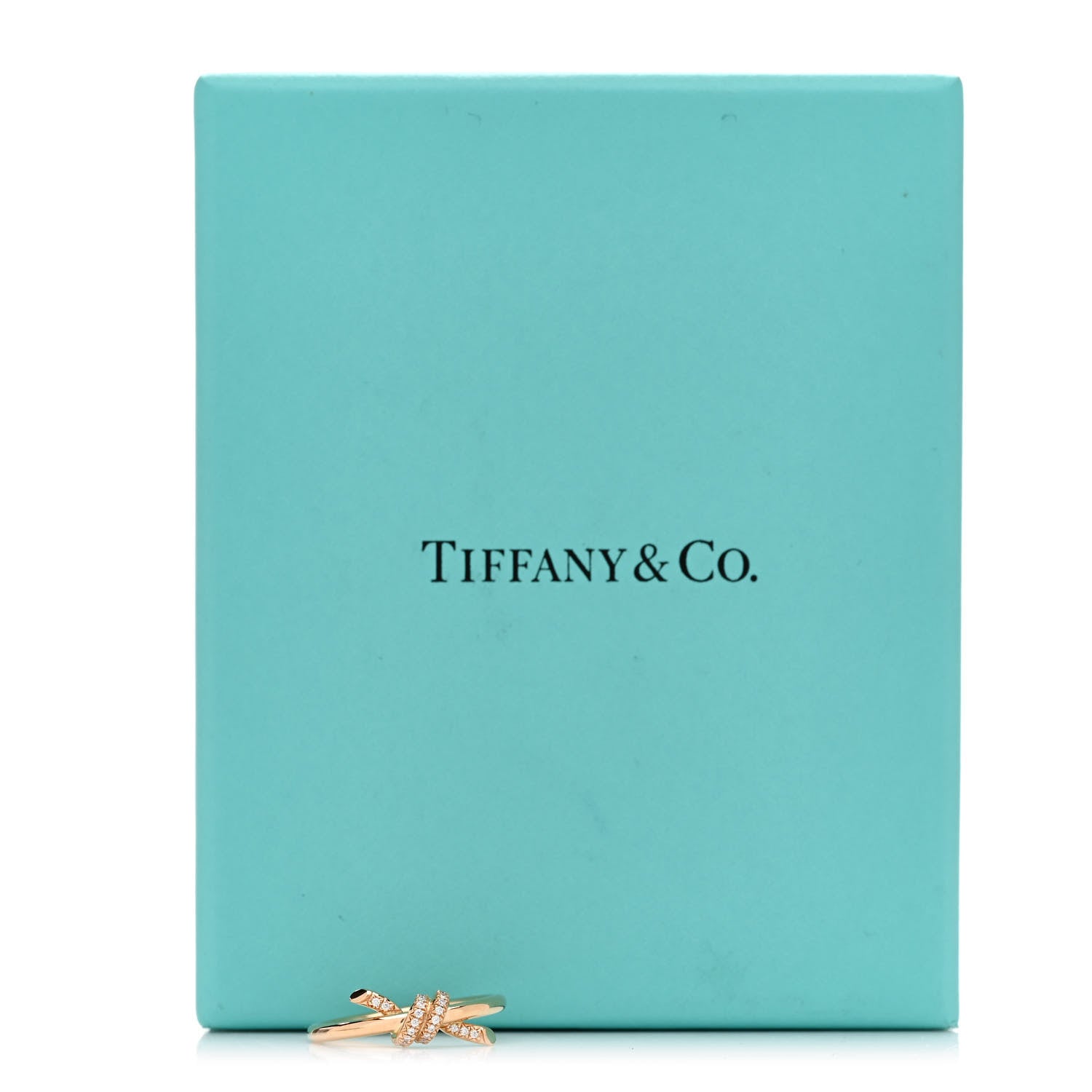 Tiffany 18K Rose Gold Diamond Small Knot Ring 52 6 5 of 5