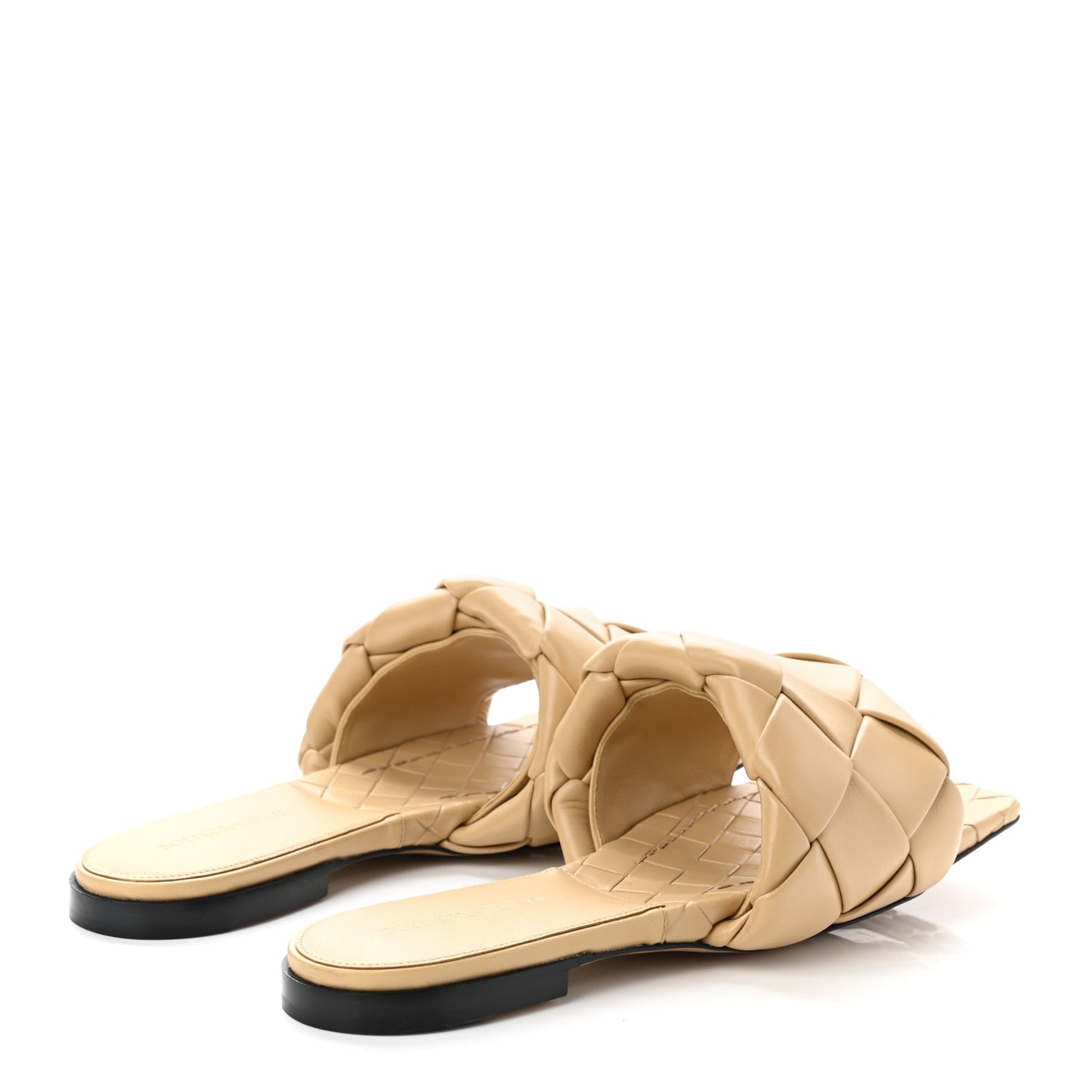 Nappa Maxi Intrecciato Lido Flat Sandals 40 Cane Sugar