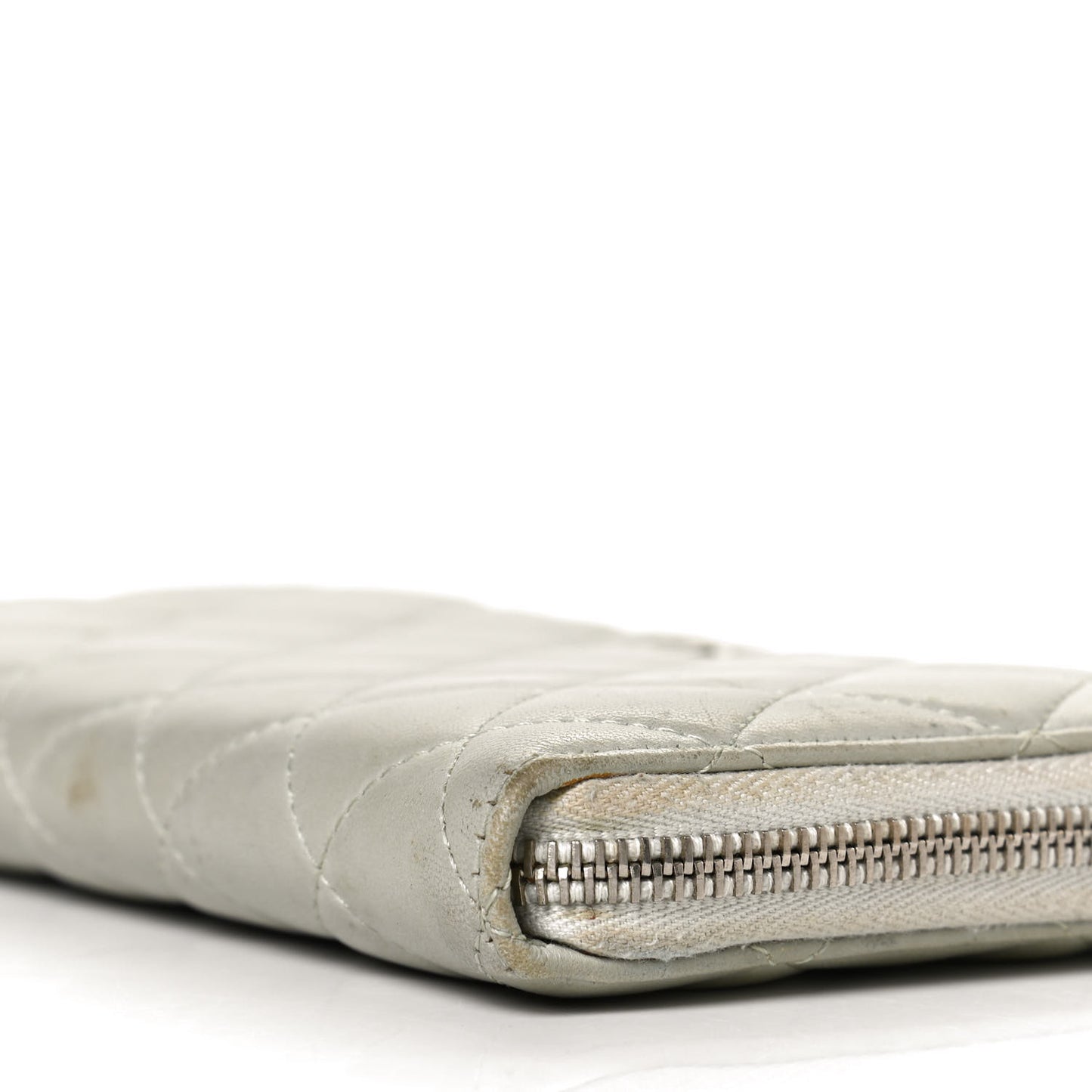 Lambskin Quilted Large Gusset Zip Around Wallet Light Green