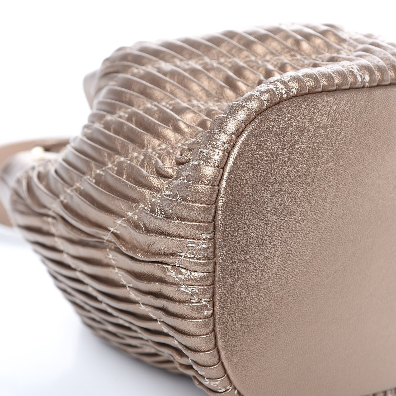 Chanel Metallic Lambskin Coco Pleats Small Drawstring Bag Gold 8 of 10