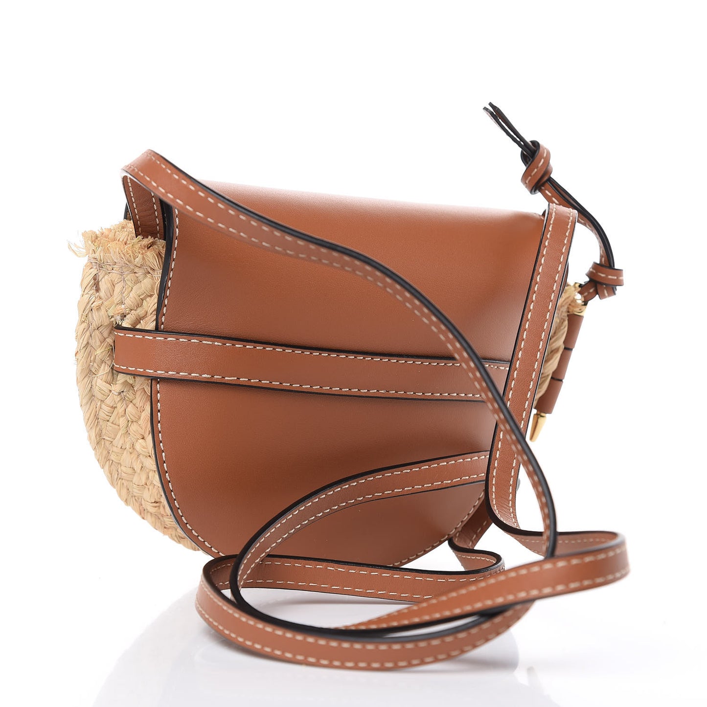 Calfskin Raffia Mini Gate Crossbody Bag Natural Tan
