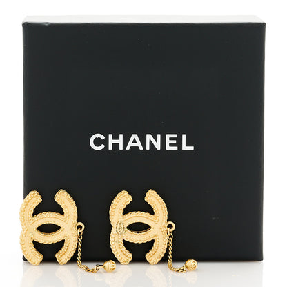 Chanel CC Drop Earrings Matte Gold 6 of 6