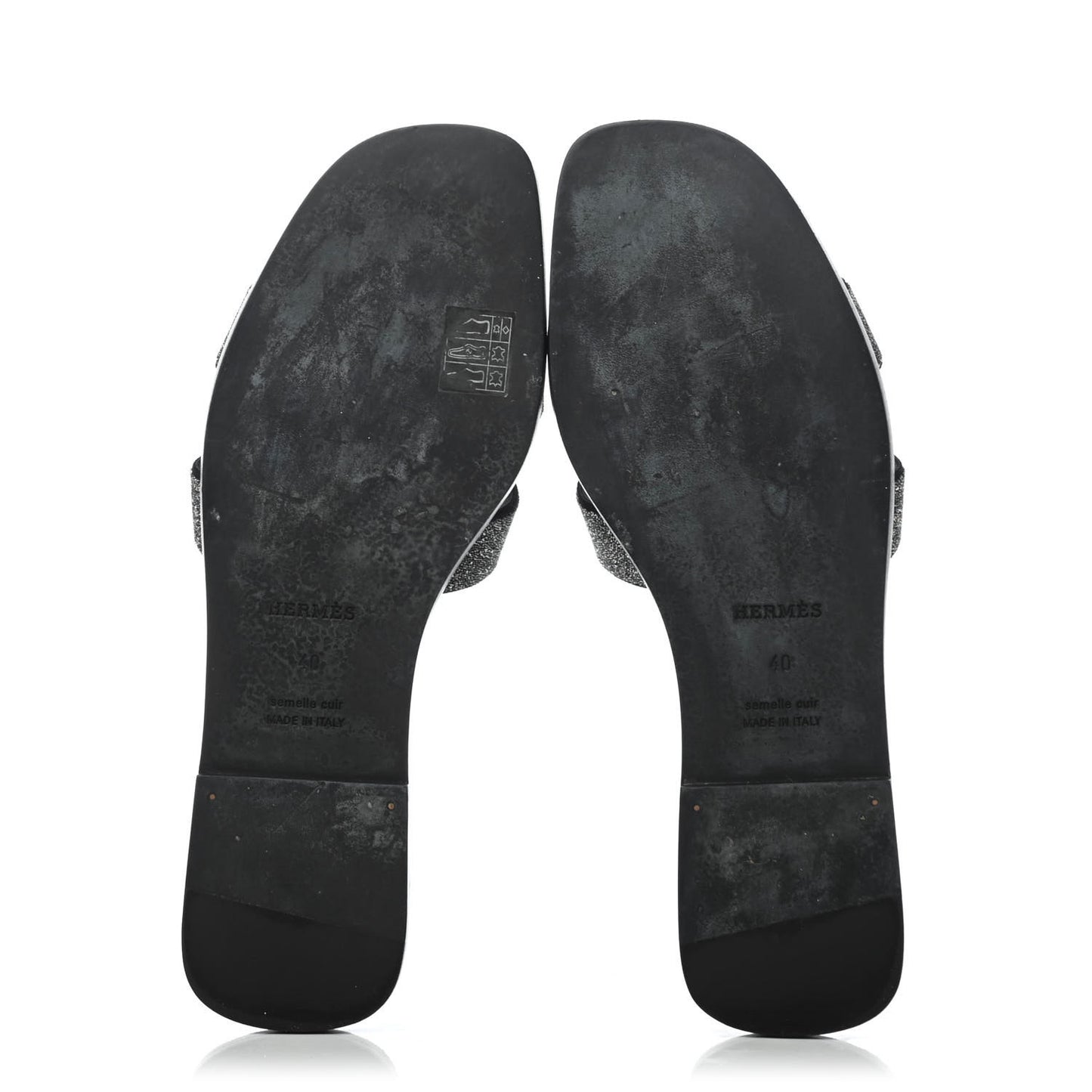 Suede Goatskin Crystal Powder Oran Sandals 40 Black