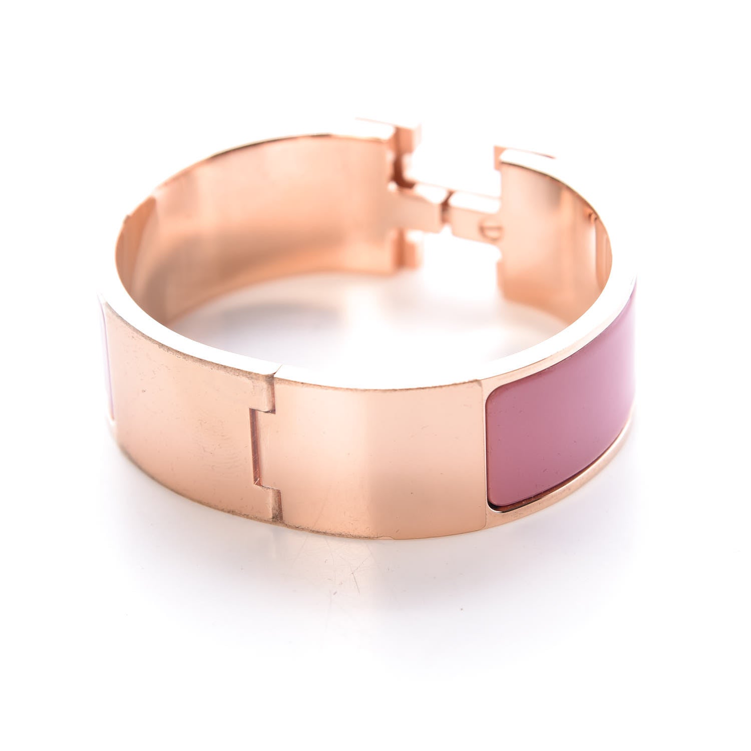 Hermes Enamel Wide Clic Clac H Bracelet PM Rose Velours 4 of 7