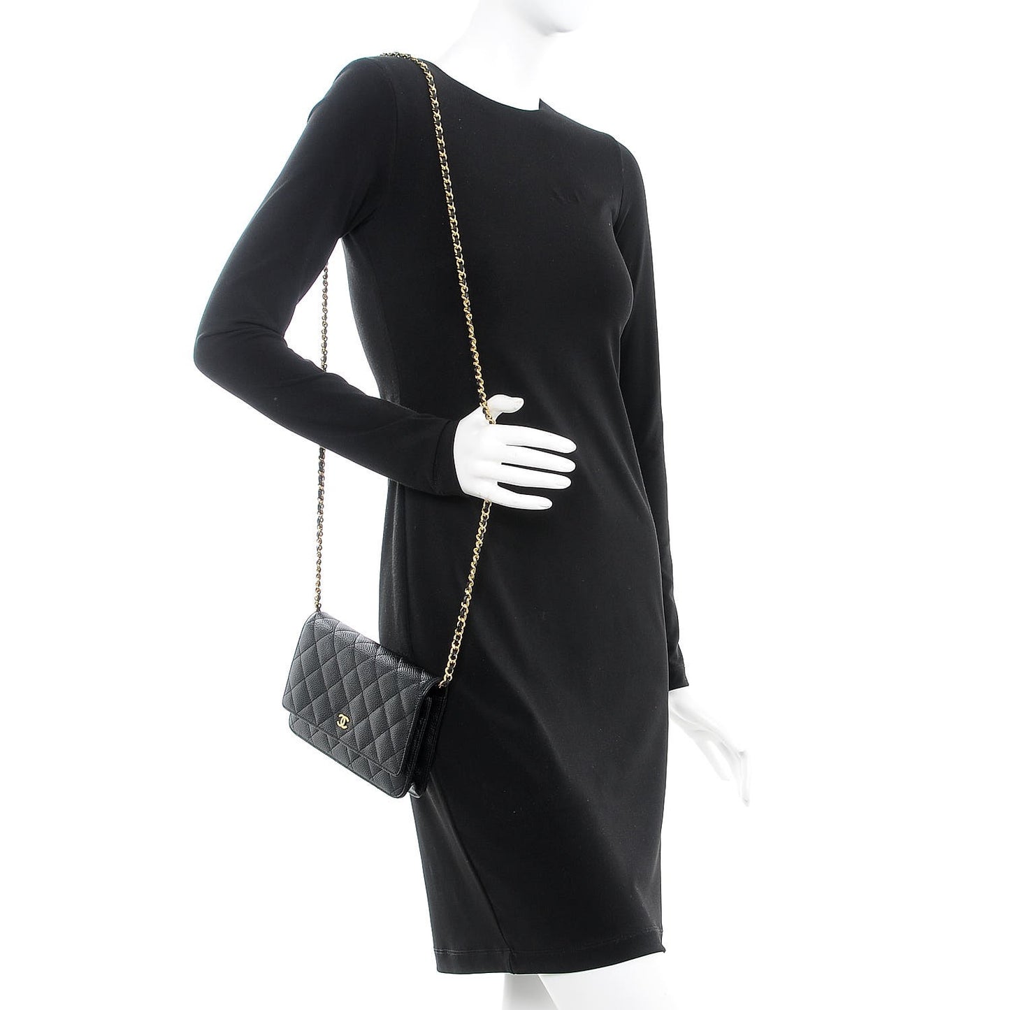 Caviar Quilted Wallet On Chain WOC Black