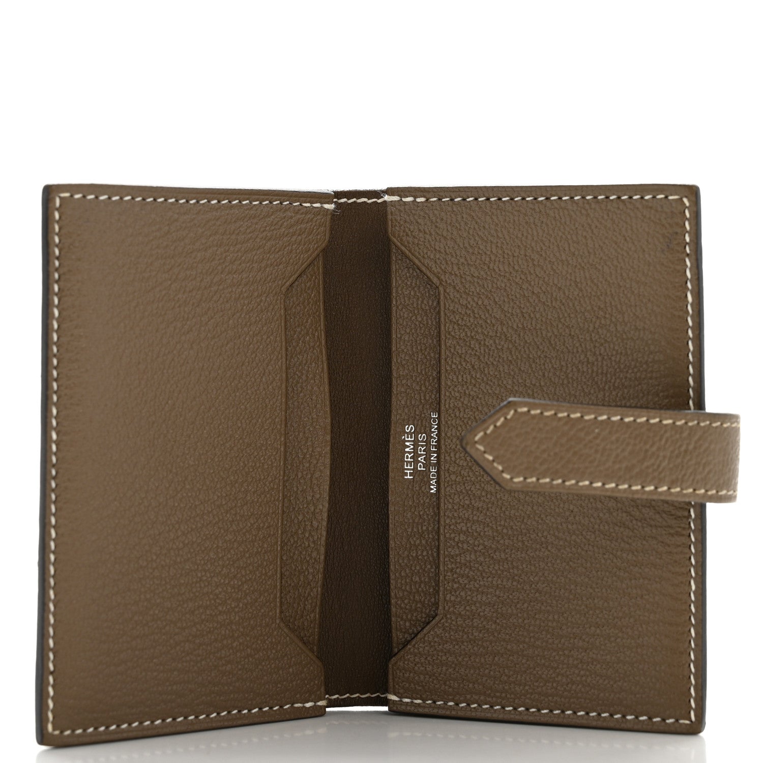 Hermes Chevre Mysore Bearn Card Holder Wallet Etoupe 5 of 11