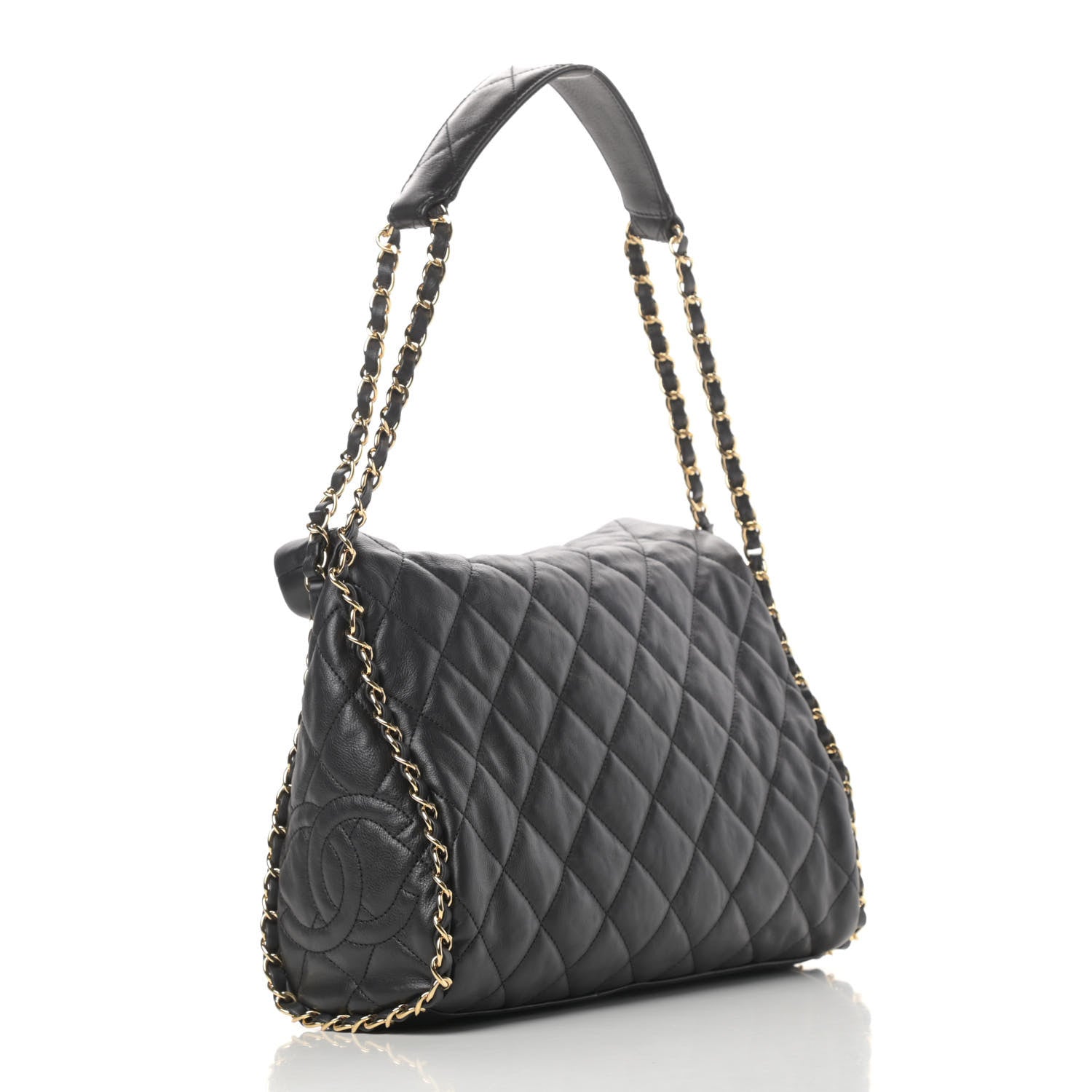 Chanel Calfskin Quilted Medium Chain Me Hobo Black 3 of 12