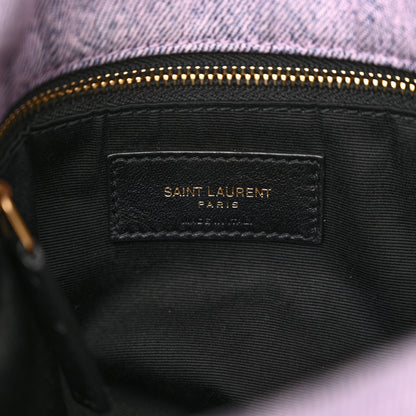 Saint Laurent Denim Quilted Small Loulou Puffer Monogram Chain Satchel Bleached Lilac 6 of 12