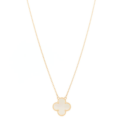 Van Cleef & Arpels 18K Yellow Gold Mother of Pearl Vintage Alhambra Pendant Necklace 1 of 6