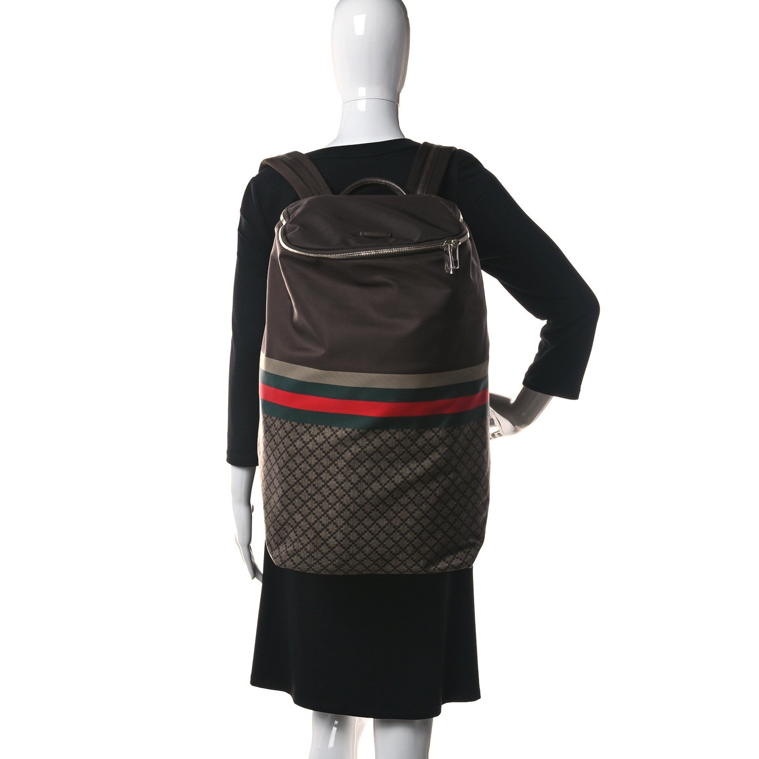 Gucci Nylon Diamante Backpack Brown 2 of 17
