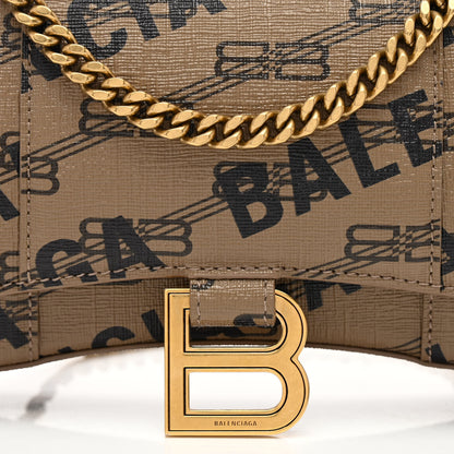 Balenciaga Coated Canvas BB Monogram Allover Logo Hourglass Chain Bag Beige Brown Black 7 of 9
