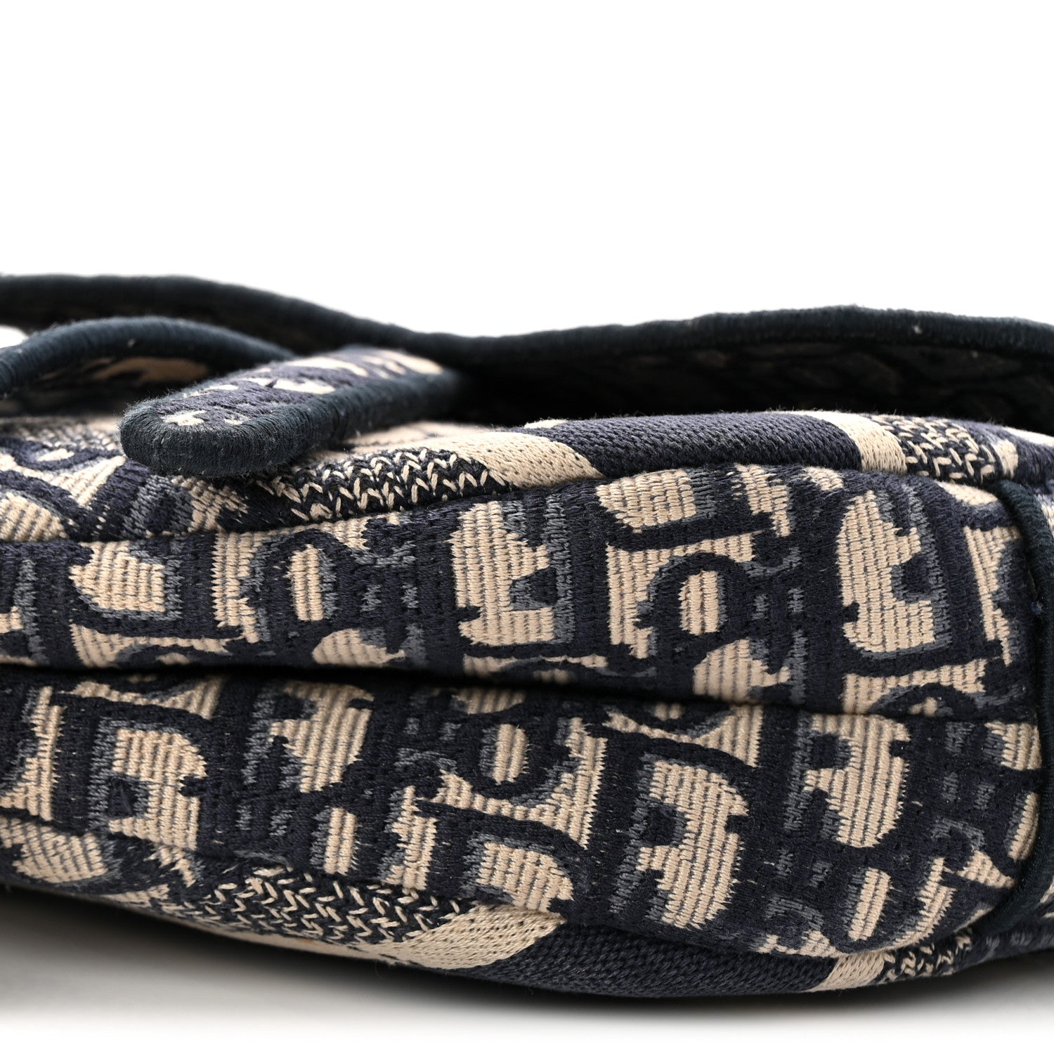 Christian Dior Oblique Embroidered Saddle Bag Blue 10 of 11