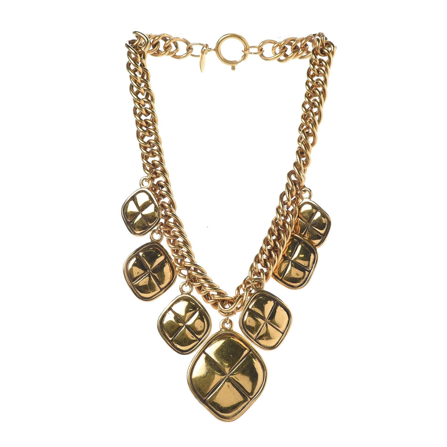 Chanel Quilted Medallion Short Necklace Gold 3 of 6