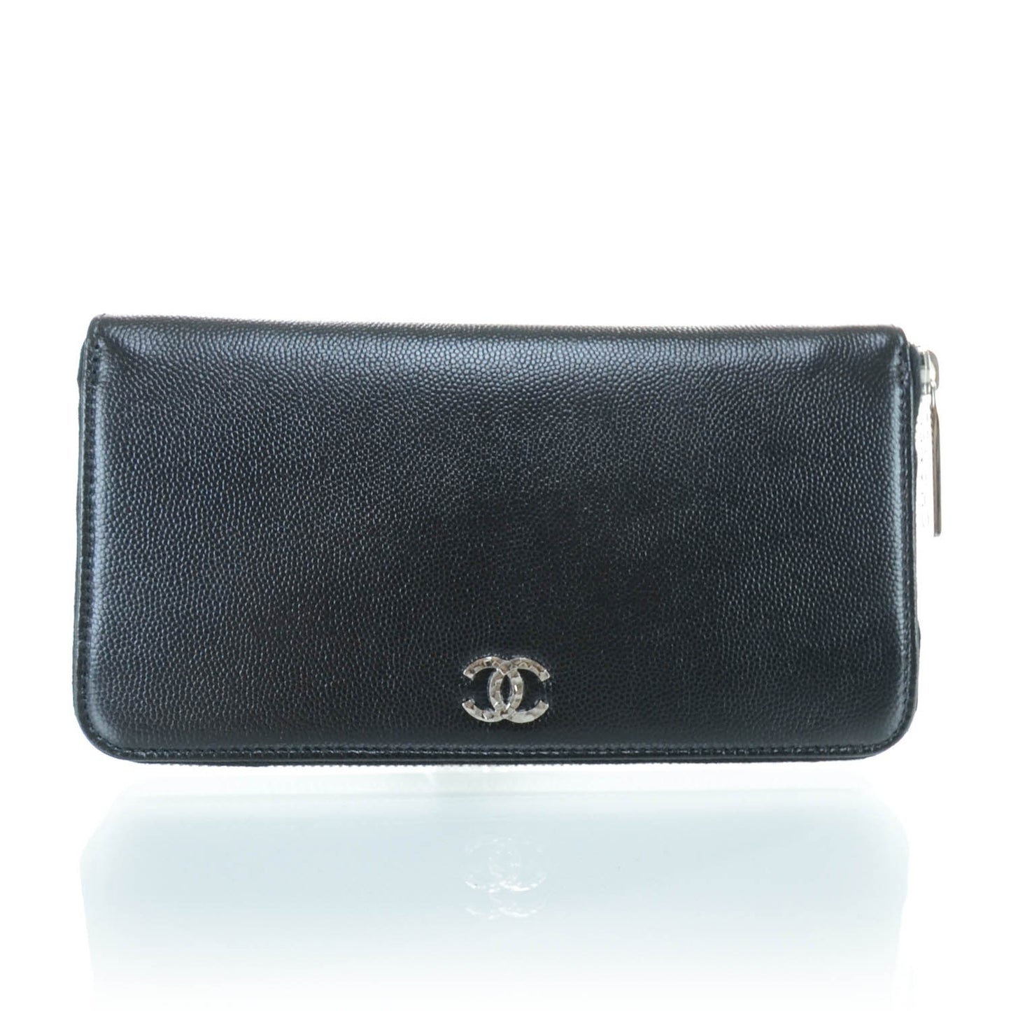 Caviar Zip Around Wallet Black