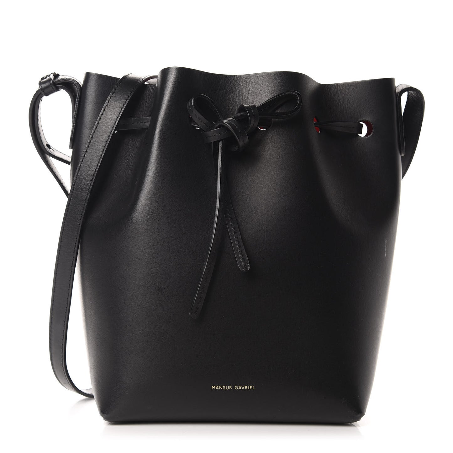 Vegetable Tanned Calfskin Mini Bucket Bag Black Flamma