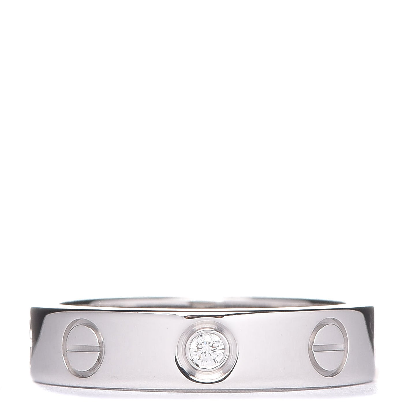 18K White Gold Diamond 3.5mm LOVE Wedding Band Ring 46 3.75