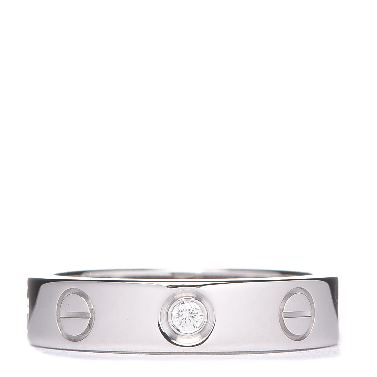 Cartier 18K White Gold Diamond 3.5mm LOVE Wedding Band Ring 46 3.75 1 of 5