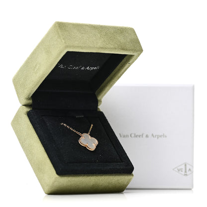 Van Cleef & Arpels 18K Yellow Gold Mother of Pearl Vintage Alhambra Pendant Necklace 6 of 6
