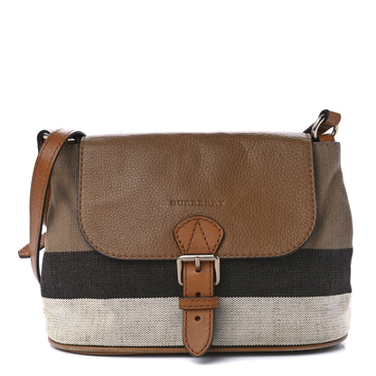 Burberry Mega Check Grainy Calfskin Small Gowan Messenger Bag Saddle Brown 1 of 24