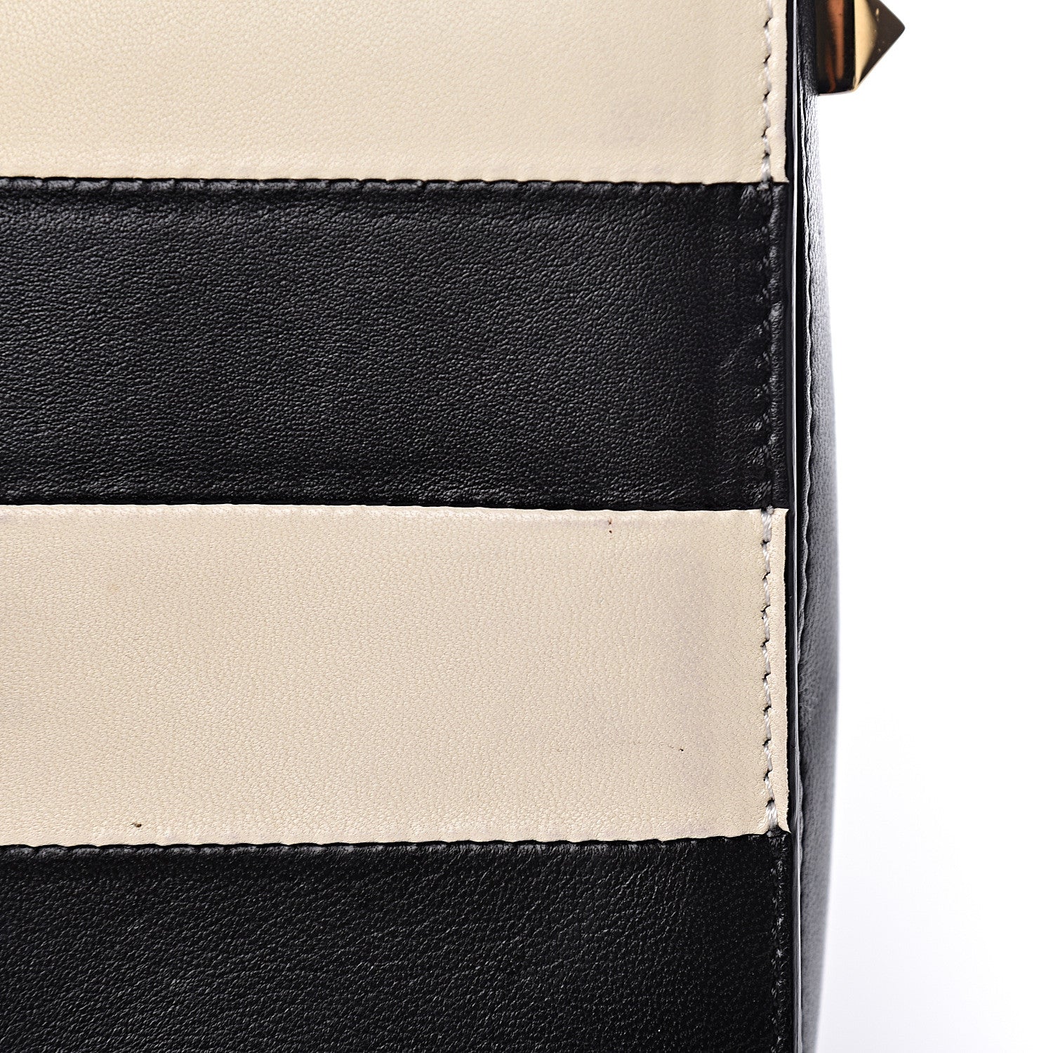 Valentino Garavani Nappa Striped B-Rockstud Flap Black Light Ivory 20 of 21