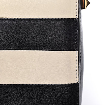 Valentino Garavani Nappa Striped B-Rockstud Flap Black Light Ivory 20 of 21