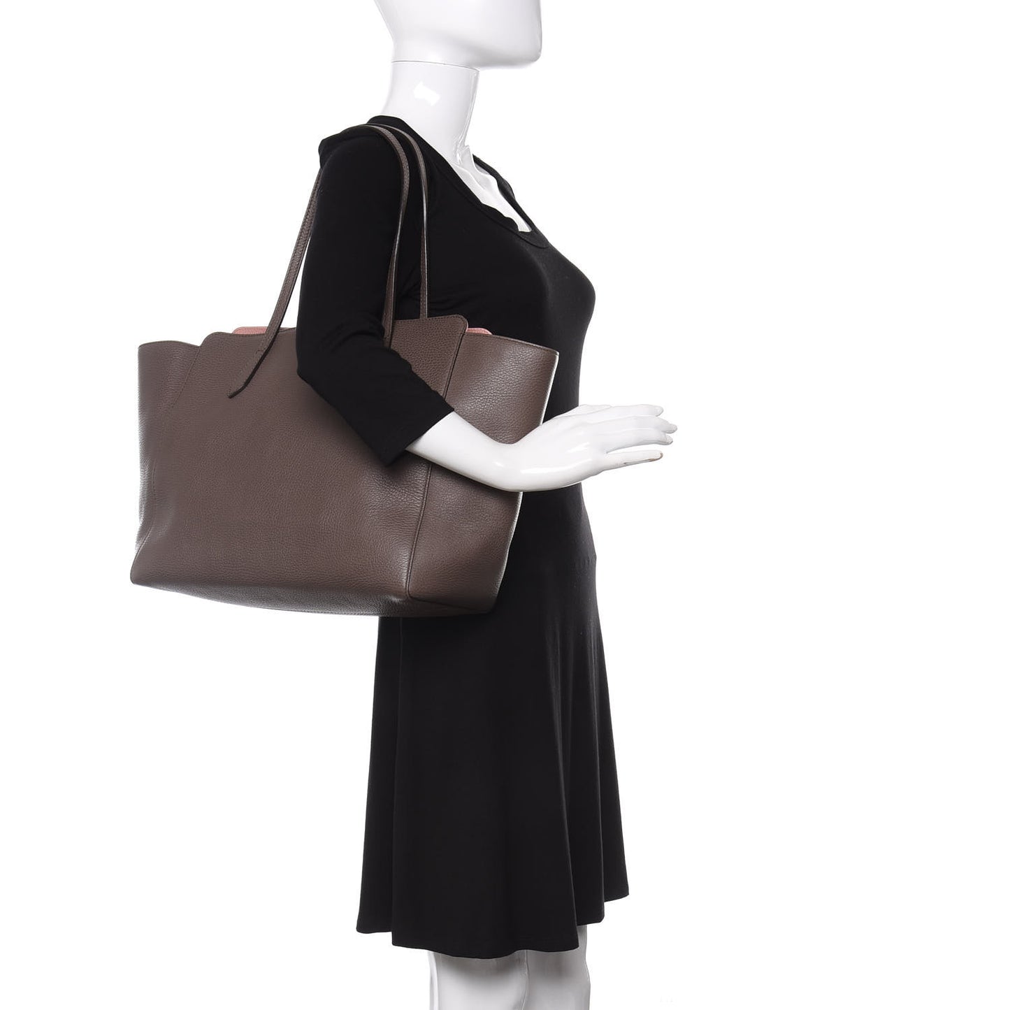 Dollar Calfskin Medium Swing Tote Grey Field Soft Pink
